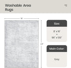 Valenrug Washable Rugs 8x10 - Non Slip 8x10 Area Rugs for Living Room, Stain Resistant Area Rugs for Bedroom, Foldable Machine Washable Area Rug(8'x10', Grey)