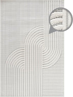 CAMILSON Modern Rug 10x14 Luxury Swirl Curved Large Micro Loop Area Rugs Soft High-Low Pile Stain Resistant Easy to Clean Non-Shedding Durable Living Room Kitchen Indoor Carpet (White)