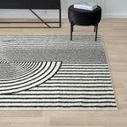 Abani Nuevo Collection Area Rug - Mid-Century Black and White Arch Knot Design - 9' x 12' - for Living Room, Bedroom & Office