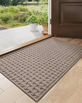 DEXI Front Entryway Door Mat Non Slip 17x30, Washable Entry Way Mats Inside Entrance Low Profile, Welcome Doormat Dirt Trapper for House Floor Home Porter Hall Backdoor Area, Light Taupe