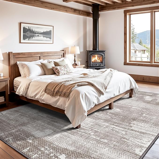 LUMI Washable Area Rug 5x8 for Living Room, Ultra Soft Stain Resistant Carpet with Non Slip Rubber Backing, Non-Shedding Low Pile Rugs for Bedroom, Dining Room, Indoor, Office