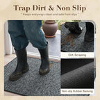 MontVoo Door Mat Indoor Entrance Doormat, Absorbent Durable Rubber Non Slip Front Door Mat for Inside Entry Entryway Dirt Trapper Welcome Mat, Darkgrey 17''x30''