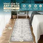 Istana Hallway Runner Rug 2x6 - White Cream/Grey Kitchen Rugs Non Slip Washable -Silk's Soft Touch Carpet Runner - Stylish Rug for Home