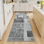 LOCHAS Washable Runner Rugs for Hallway, 2x6 Non Sip Soft Rug for Bedroom Entryway Kitchen Laundry Room, Long Abstract Carpet for Indoor Floor Bedside, Grey Geometric Vintage Decor, Pet & kid Friendly