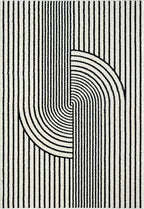 Abani Nuevo Collection Area Rug - Mid-Century Black and White Arch Knot Design - 2' x 3' - for Living Room, Bedroom & Office