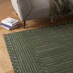 Revival Rugs Soloba 9'2"x12'2" Washable Area Rug for Living Room Bedroom - 100% Recycled Oeko-TEX Certified, Medium Pile, Green