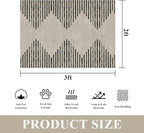 HelloTree 2x3 Entryway Rug, Indoor Small Machine Washable Area Rug Non Slip Backing Home Decor Floor Decoration Mat Boho Rugs for Entrance Kids Room Bedside Bedroom Stain Resistant Carpet-Cream