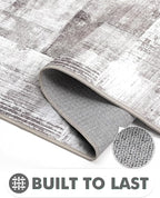 LUMI Washable Runner Rug, 3'x10' Non-Slip Hallway Mat, Low Profile Thin Long Carpeet for Laundry Kitchen Bedroom Office, Grey