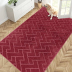 PURRUGS Easy Care Area Rug 4.5ft x 7ft, Non-Slip Machine Washable Entry Rug, Dog Door Mat, Stain Resistant Accent Rug for Hallway, Bedroom, Living Room and Mudroom, Cherry Red