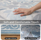 SOULFUL Medium Pile 2x3 Entryway Rug - Cozy Soft Underfoot Small Area Rug - Mist Blue Boho Floral - Washable Non-Slip - Perfect for Hallway Kitchen Bedroom Bathroom Indoor Entrance