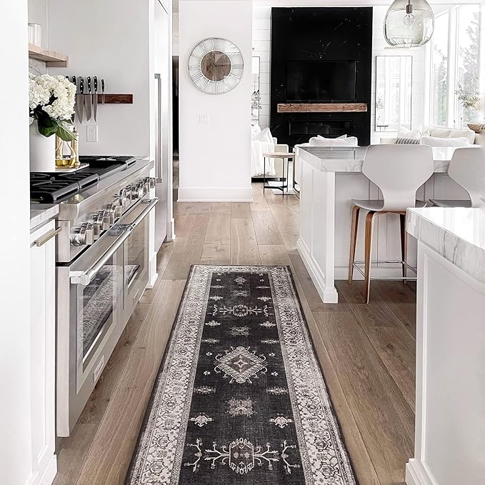 RUGGABLE Washable Vintage Area Rug – Verena Dark Wood 2x3, Stain-Resistant, Non-Slip – Small Machine Washable Rugs for Living Room, Bedroom, Hallway, Entryway & Bathroom–with Cushioned Pad