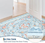GarveeHome 3x5 Small Area Rug for Bedroom Floral Washable Rugs Non Slip Stain Resistant Living Room Throw Carpet Low Pile Dining Room Blue Area Rug Butterfly Bow Rugs for Nursery Home Decor, 3x5