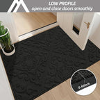COSY HOMEER Door Mat 36”x60”,Absorbent Dirt Trapper Entryway Rugs,Non-Slip Welcome Mat,Washable Entry Rugs,Low Pile Doormat for Front Back Door,Wet Shoes & Paws,Black