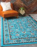 Unique Loom Sialk Hill Collection Area Rug - Washington (9' 10" x 13' 1" Rectangle Turquoise/Black)
