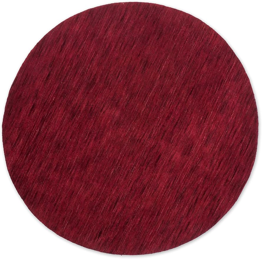 Hand Knotted Loom Wool ECO-Friendly Area Rugs - 6'x6', Round, Dark Red Color, Solid Plain Design, High Pile Thick Handmade Anti Skid Area Rugs for Living Room, Bed Room (L00111)