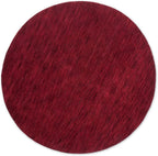 Hand Knotted Loom Wool ECO-Friendly Area Rugs - 8'x8', Round, Dark Red Color, Solid Plain Design, High Pile Thick Handmade Anti Skid Area Rugs for Living Room, Bed Room (L00111)