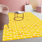 Rustic Brick Texture Area Rug 10x14 Yellow Farmhouse Washable Non Slip Living Room Rugs Retro Large Carpet for Dining Room Bedroom Playroom Home Office Stain Resistant Durable Indoor Mat