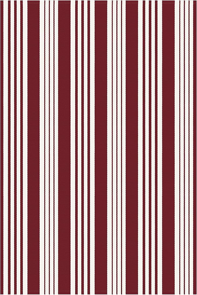 KOZYFLY Striped Outdoor Rug 4x6 Ft Red and White Christmas Front Door Rug Woven Area Rug Washable Indoor Cotton Rugs for Living Room Kitchen Entryway Patio Front Porch Holiday Decor
