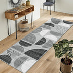 MUJOO Runner Rug Washable,2x6 Area Rugs for Hallways Kitchen Bathroom Bedroom Entryway,Non Slip Carpet Long Mat Indoor,Boho Soft Modern Abstract Black and Grey