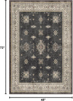 RUGGABLE Washable Vintage Area Rug – Verena Dark Wood 4x6, Stain-Resistant, Non-Slip – Medium Machine Washable Rugs for Living Room, Bedroom, Hallway, Entryway & Office–with Standard Pad