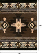 YHSF South West Native American Area Rug C318 - Easy Clean, Thick, Soft, Durable Native Tribal American Indian Inspired Rug for Bedroom/Living Room and More - Chocolate Brown, 5 ft 11 in x 8 ft 6 in