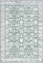 Vintage Entryway Rug 2x3 Washable, Sage Green White Kitchen Rug, Super Soft Thin Faux Wool Small Area Rug, Non-Slip Accent Mat for Foyer, Bedroom, Office