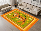 Tiger Rugs for Living Room，6x8ft,Modern Minimalist Style Orange Tiger Rug Suitable for Children's Room，Machine Washable Cute Tiger Rug for Boys and Girls Bedroom Farmhouse Restaurant