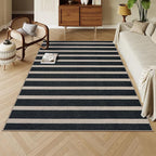 Lahome Striped Easy Jute Indoor Outdoor Rug, Washable Rugs 5x7 for Patio Living Room, Farmhouse Neutral Non Slip Non Shedding Black Carpet for Deck Entryway Dining Room Office Classroom