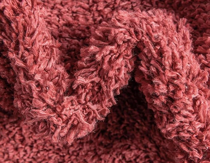 Unique Loom Davos Shag Collection Area Rug - Solid (4' 1" x 6' 1" Rectangle, Poppy)