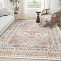 zesthome 4x6 Rug - Stain Resistant Washable Rug, Anti Slip Backing Rugs for Living Room, Foldable Vintage Small Area Rugs(Orange,4'x6')