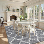 Lahome Moroccan Machine Washable Area Rugs - 5 x 7 Rugs for Living Room Non-Slip Lightweight Soft Carpet for Bedroom Throw Low-Pile Dining Room Rug, Grey Print Modern Rug for Office Kitchen Entryway