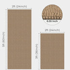 KOZYFLY Area Rug Runner Sets of 2 Pcs 2x3 and 2x5 Washable Kitchen Rugs Non Slip Rubber Backed Hallway Rug Woven Cotton Entrance Rugs for Front Porch Bathroom Kitchen Bedroom, Tan/Orange/Brown