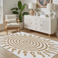 Boho Washable Rugs for Bedroom 2x3, Modern Sun Print Soft Minimalism Area Rug, Non Slip Low Pile Abstract Carpet for Classroom Living Room Decor Dining Room, Beige Yellow