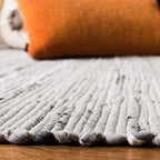 SAFAVIEH Rag Rug Collection Area Rug - 9' x 12', Grey, Handmade Boho Stripe Cotton, Ideal for High Traffic Areas in Living Room, Bedroom (RAR121A)