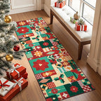 jinchan Christmas Runner Rug 2x6 for Entryway Washable Christmas Kitchen Rug Xmas Geometric Floor Mat for Hallway Non-Slip Soft Carpet Festive Red-Green Holiday Patch Decor for Bathroom Porch Bedside