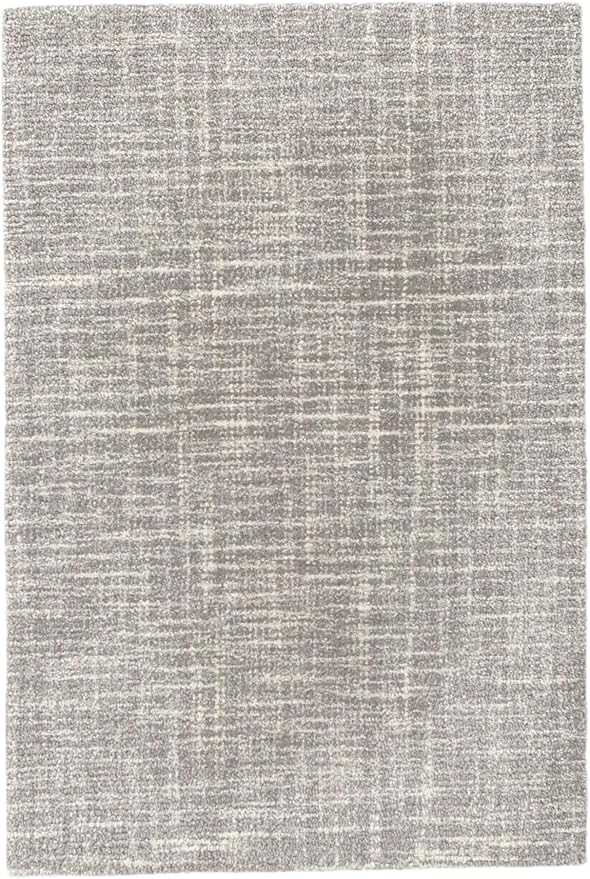 Dash & Albert Crosshatch Dove Grey Hand Micro Hooked Wool Rug, 8.5 X 11.5 Feet, Grey Solid Pattern