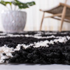 SAFAVIEH Dallas Shag Collection Runner Rug - 2'3" x 8', Black & Ivory, Trellis Design, Non-Shedding & Easy Care, 1.5-inch Thick Ideal for High Traffic Areas in Living Room, Bedroom (SGD257Z)