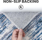 2x12 Modern Abstract Runner Rug for Hallways, Navy Blue Gray Neutral Multi Super Soft Hallway Decor Kitchen Rugs with Non-Slip, Non-Shedding Washable Rug for Entryway Bedroom Indoor