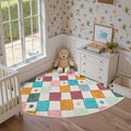 jinchan Macy Kids Rug for Nursery 5ft Radius Corner Washable Area Rug Modern Colorful Quarter Circle Rug Soft Non-Slip Carpet for Bedroom Playroom Daycare Reading Nook Classroom Confetti on Cream