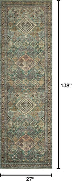 Loloi Magnolia Home by Joanna Gaines Sinclair Collection SIN-03 Turquoise/Multi 2'-3" x 11'-6", .25" Pile Height, Machine Washable, Runner Rug