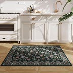 Rugcomf 2'x3' Entryway Rug - Paisley Pattern, Door Mat Indoor Entrance, Floral Vintage, Machine Washable, Non-Slip Low Pile Area Rug for Kitchen, Front Door, Kids Room - Green