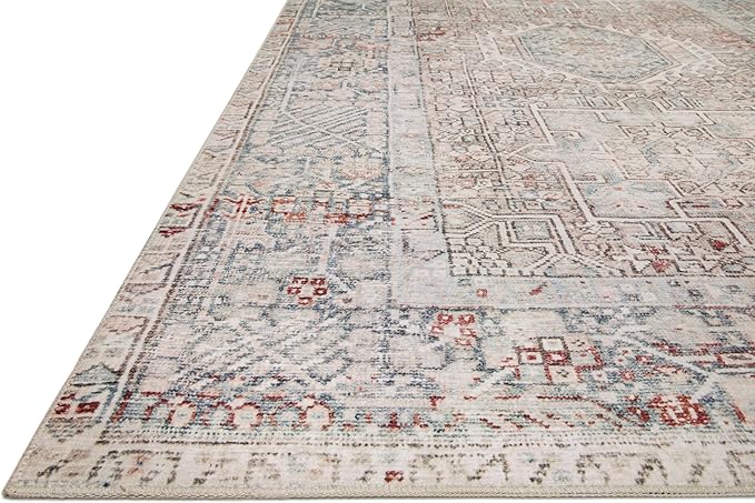 Loloi Chris Loves Julia Jules Collection JUL-07 Natural/Ocean 2'-3'' x 3'-9'', .13" Pile Height, Accent Rug