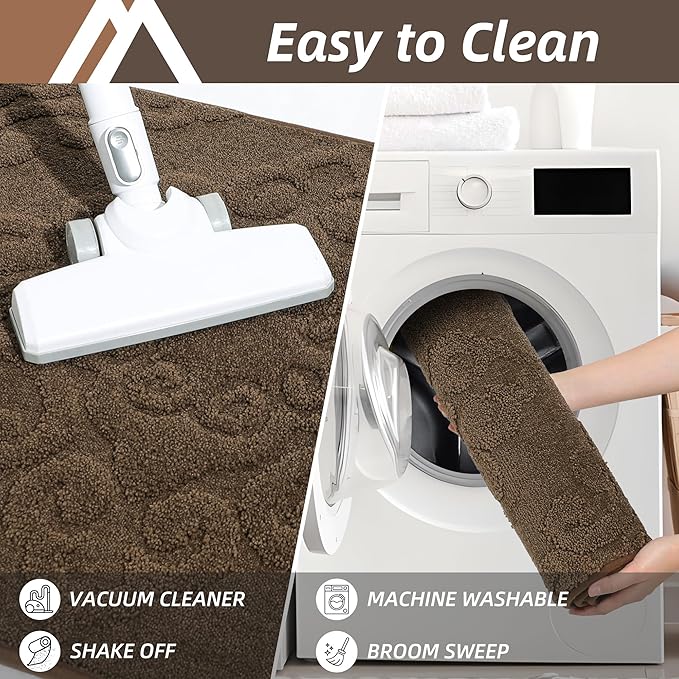 COSY HOMEER Door Mat 20”x32”,Absorbent Dirt Trapper Entryway Rugs,Non-Slip Welcome Mat,Washable Entry Rugs,Low Pile Doormat for Front Back Door,Wet Shoes & Paws,Brown