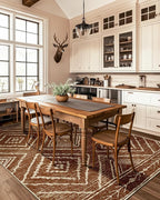 Area Rug 5x7 Rug Machine Washable Non-Slip Low Pile Print Pattern Western Rug for Living Room Bedroom Entryway Tribal Series -Yellowbrown/Cream