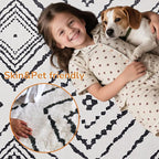 Area Rug 2x8 Rug Machine Washable Non-Slip Low Pile Print Pattern Western Rug for Living Room Bedroom Entryway Tribal Series -Navywhite/Black