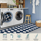Lahome Checkered Washable Runner Rug,2x6 Rug Runners for Hallways Non Slip,Blue Kitchen Runner Rug,Moroccan Trellis Soft Low Pile Carpet Runners for Entryway Laundry Room Bathroom(2'x6',Blue)