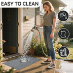 Front Door Mat 31''x47'', Absorbent Muddy Dirt Resist Washable Non Slip Low-Profile Indoor Doormat, Easy Clean Welcome Entryway Door Mats, Grey