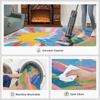 Boho Sun Runner Rugs 2x4ft, Watercolor Mountain Small Entryway Mats, Abstraction Deco Laundry Room Rug Non Slip Durable Throw Rugs for Front Door Bedroom Bedside