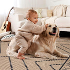 Tangsoo Easy Jute Rug 6x9 Washable Area Rugs for Living Room,Non Slip Ultra Thin Indoor Outdoor Carpet,Geometric Office Mat for Backyard Dining Room Patio Bedromm