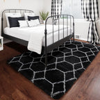 ONASAR Area Rugs for Bedroom Living Room, Fluffy 4x6 Black and White Rug, Geometric Washable Shaggy Plush Bedside Indoor Floor Carpet for Nursery Kids Teens Girls Boys Dorm Home Office Decor